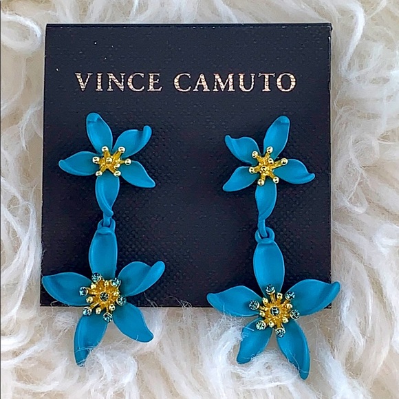 Vince Camuto Jewelry - Vince Camuto Blue Floral Drop Earrings